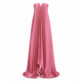 Rose Pink Pleated Strapless Full-Skirt Maxi Dress